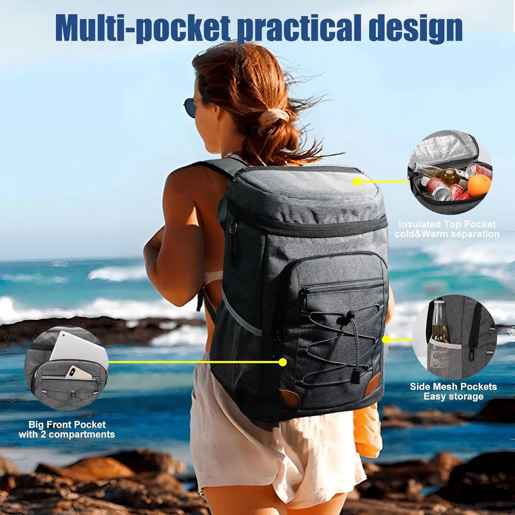 Outdoor Essentials | Backpack Cooler Bag with 32-Can Capacity | Insulated Design for Beach and Hiking