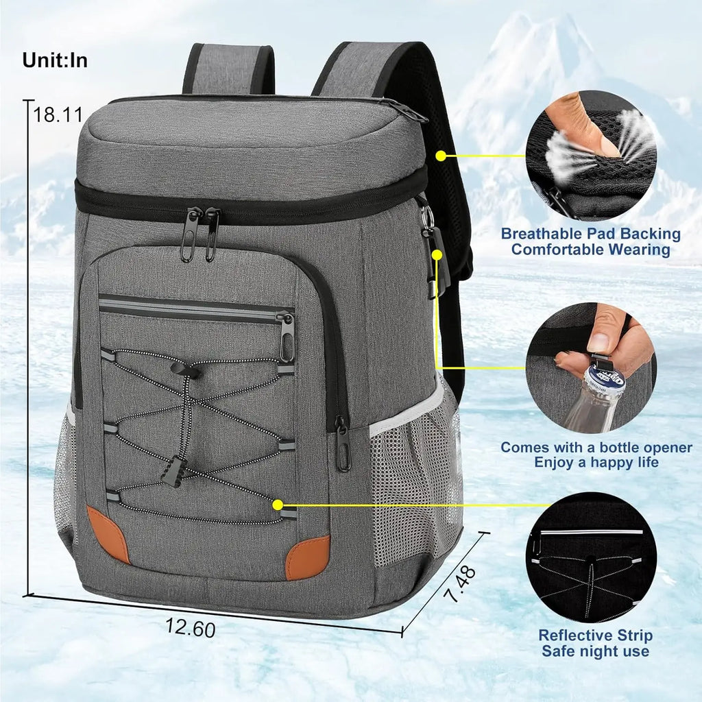 Outdoor Essentials | Backpack Cooler Bag with 32-Can Capacity | Insulated Design for Beach and Hiking