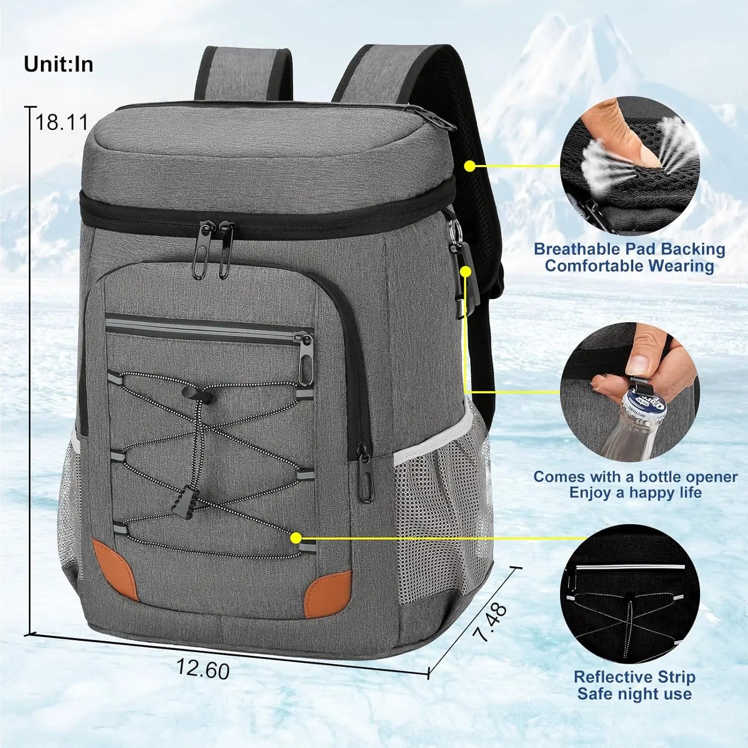 Outdoor Essentials | Backpack Cooler Bag with 32-Can Capacity | Insulated Design for Beach and Hiking