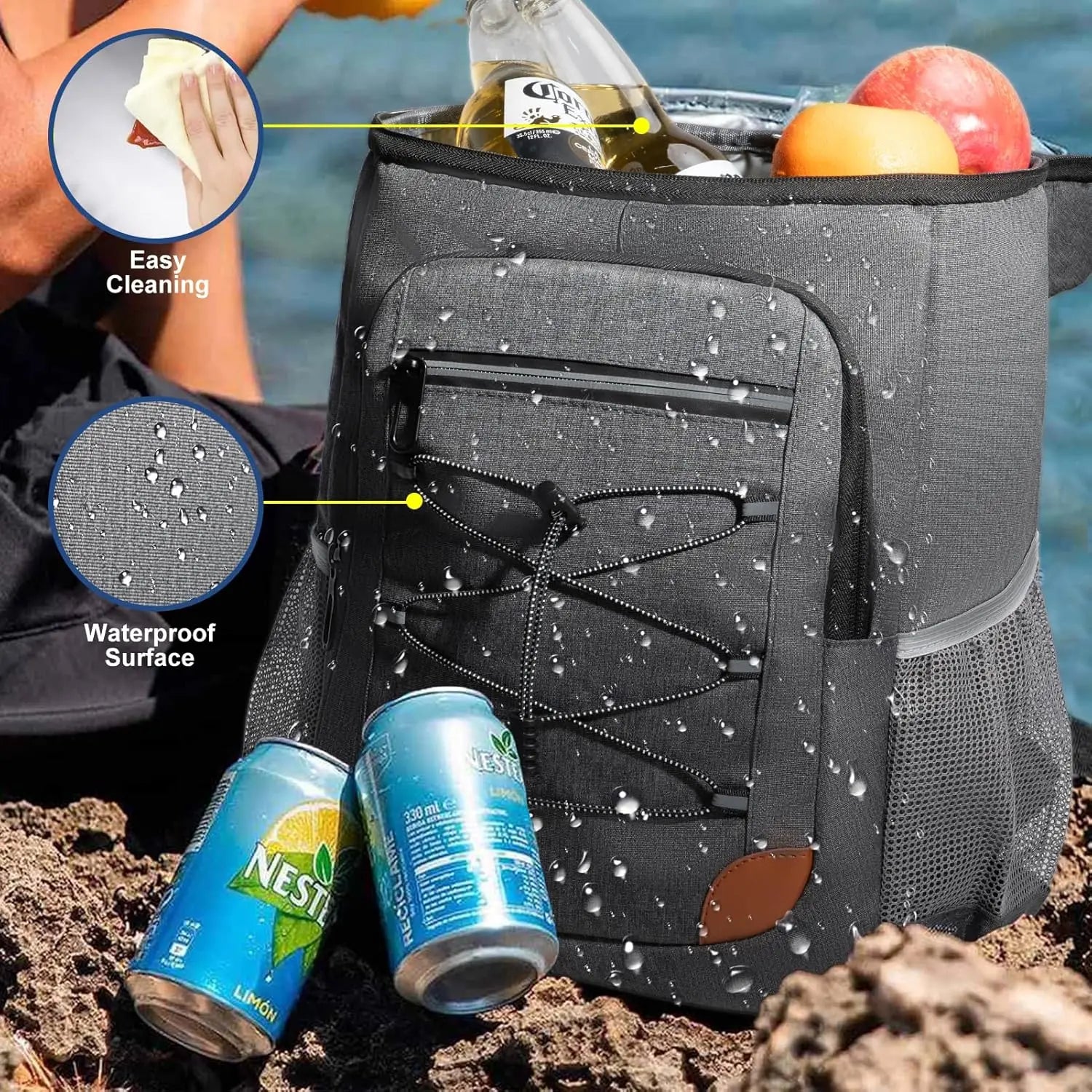 Outdoor Essentials | Backpack Cooler Bag with 32-Can Capacity | Insulated Design for Beach and Hiking