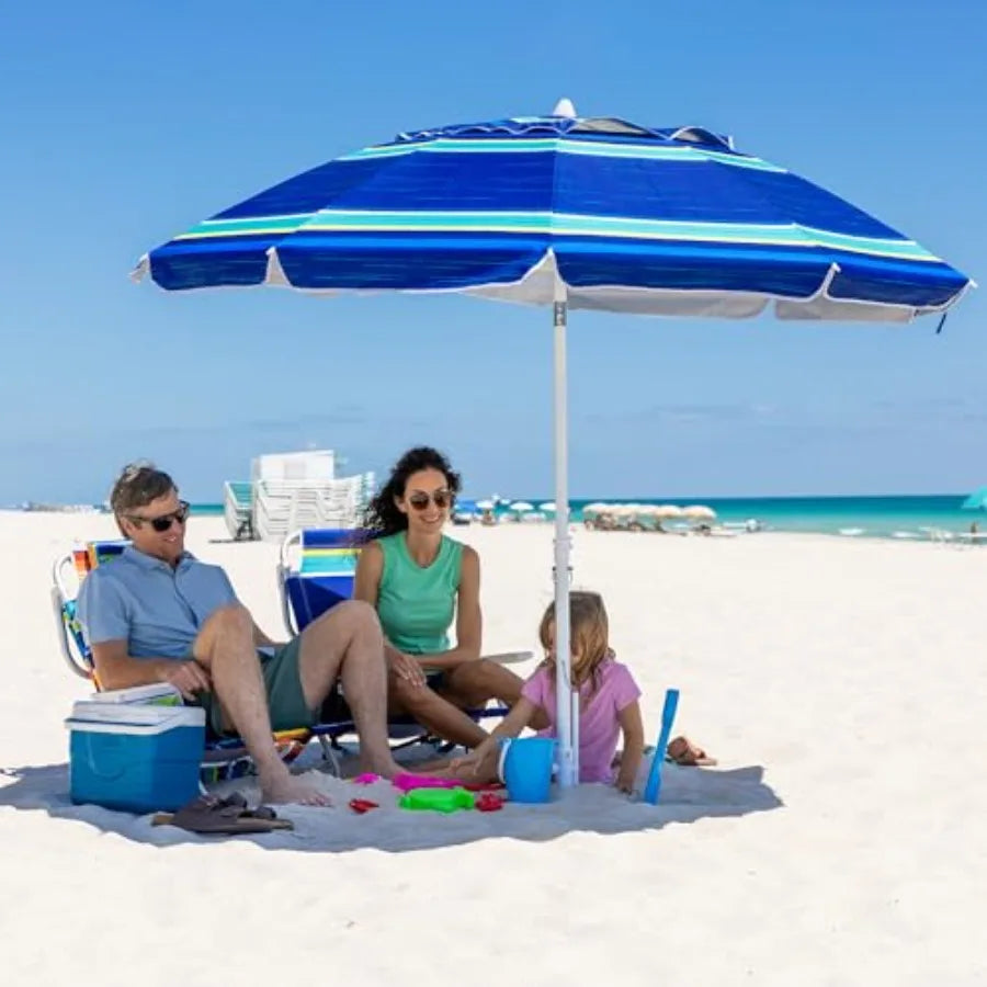 Outdoor Essentials | Beach Umbrella with UV 50+ Protection & Heavy Duty Design | Perfect Beach Shade for Windy Days