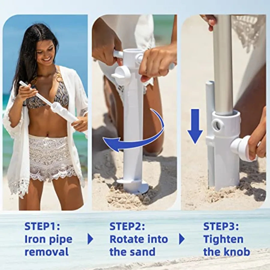 Outdoor Essentials | Beach Umbrella with UV 50+ Protection & Heavy Duty Design | Perfect Beach Shade for Windy Days