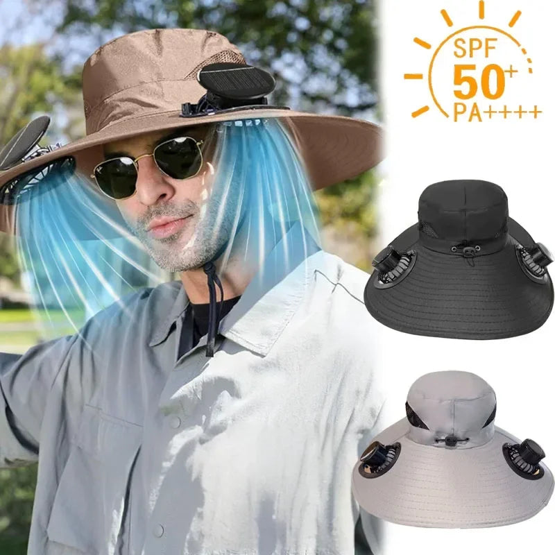 Outdoor Essentials | Quick Dry Bucket Hat with Solar-Powered Fan | USB Charging for Ultimate Cooling Comfort
