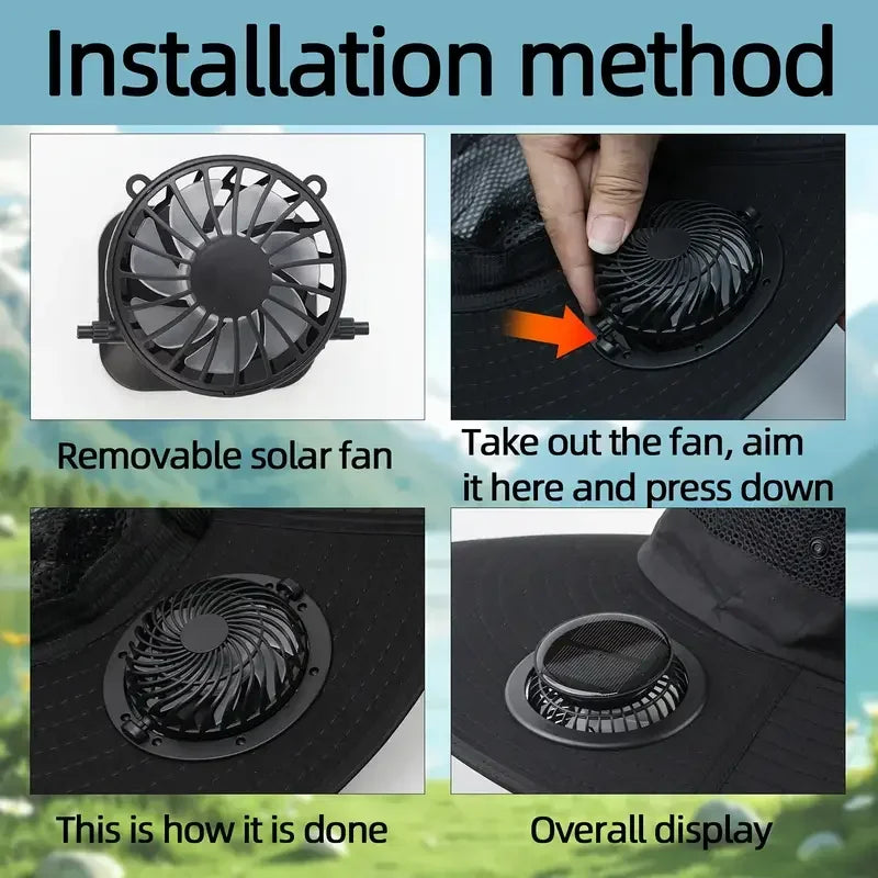 Outdoor Essentials | Quick Dry Bucket Hat with Solar-Powered Fan | USB Charging for Ultimate Cooling Comfort