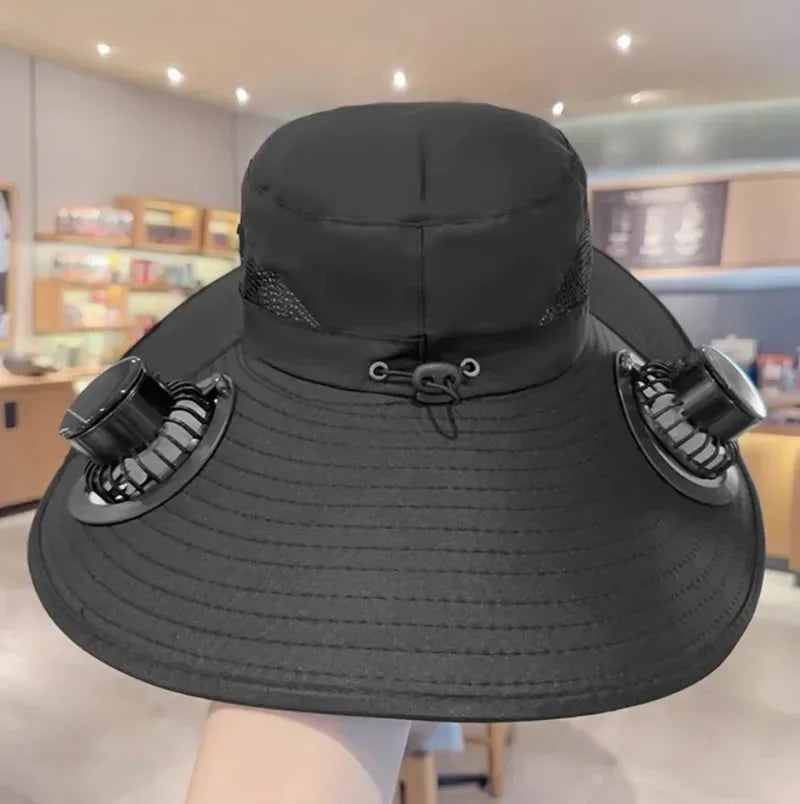 Outdoor Essentials | Quick Dry Bucket Hat with Solar-Powered Fan | USB Charging for Ultimate Cooling Comfort
