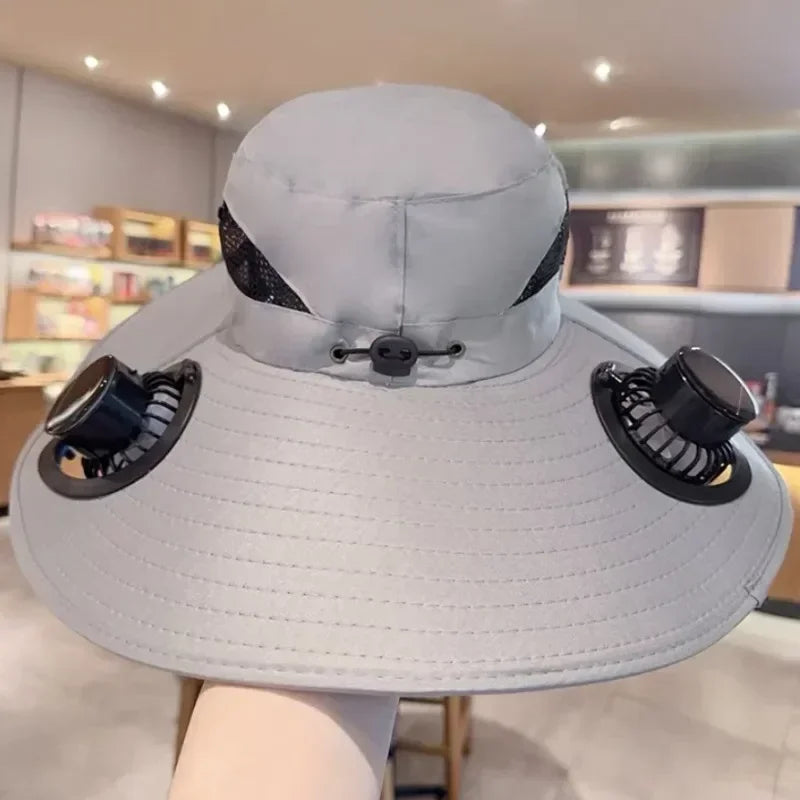 Outdoor Essentials | Quick Dry Bucket Hat with Solar-Powered Fan | USB Charging for Ultimate Cooling Comfort