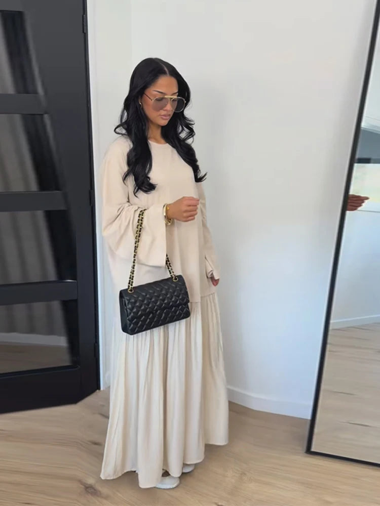 Oversized Flare Sleeve Tiered Maxi Dress
