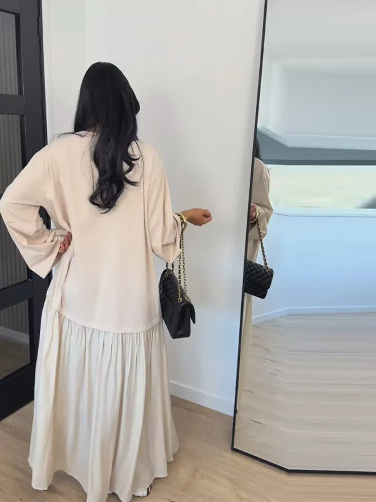 Oversized Flare Sleeve Tiered Maxi Dress