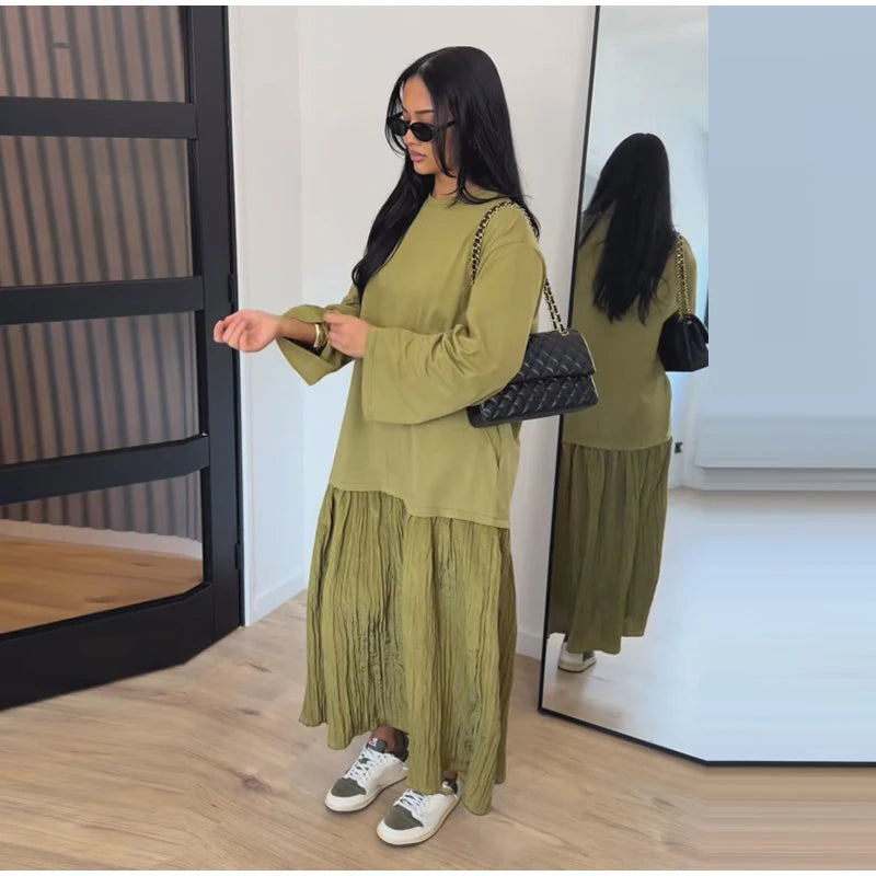 Oversized Flare Sleeve Tiered Maxi Dress