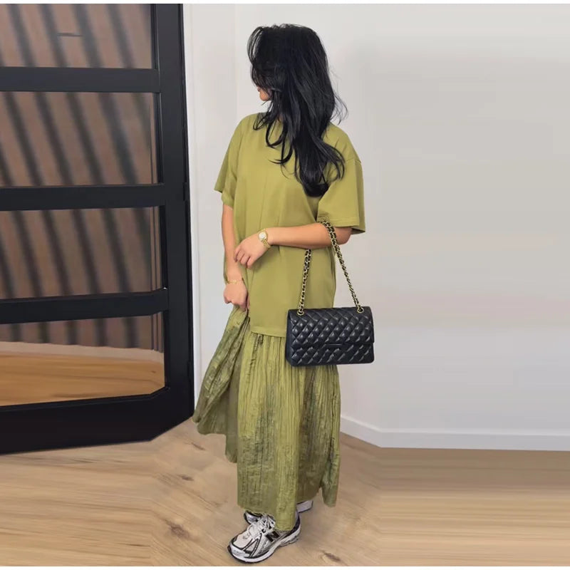 Oversized Flare Sleeve Tiered Maxi Dress