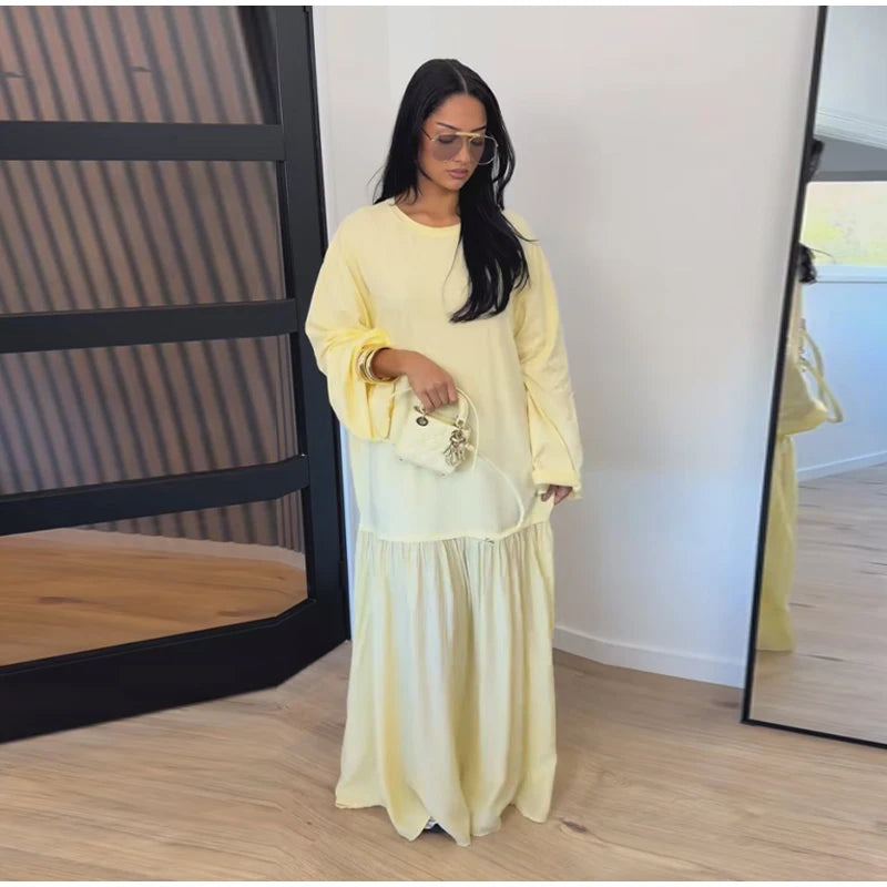 Oversized Flare Sleeve Tiered Maxi Dress