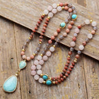 Pastel Málá Necklace with Healing Stones | Spiritual Accessory for Inner Peace