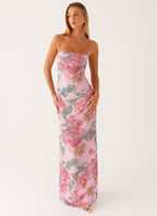 Women’s Peggy Floral Maxi Dress – Square Neckline with Criss-Cross Straps