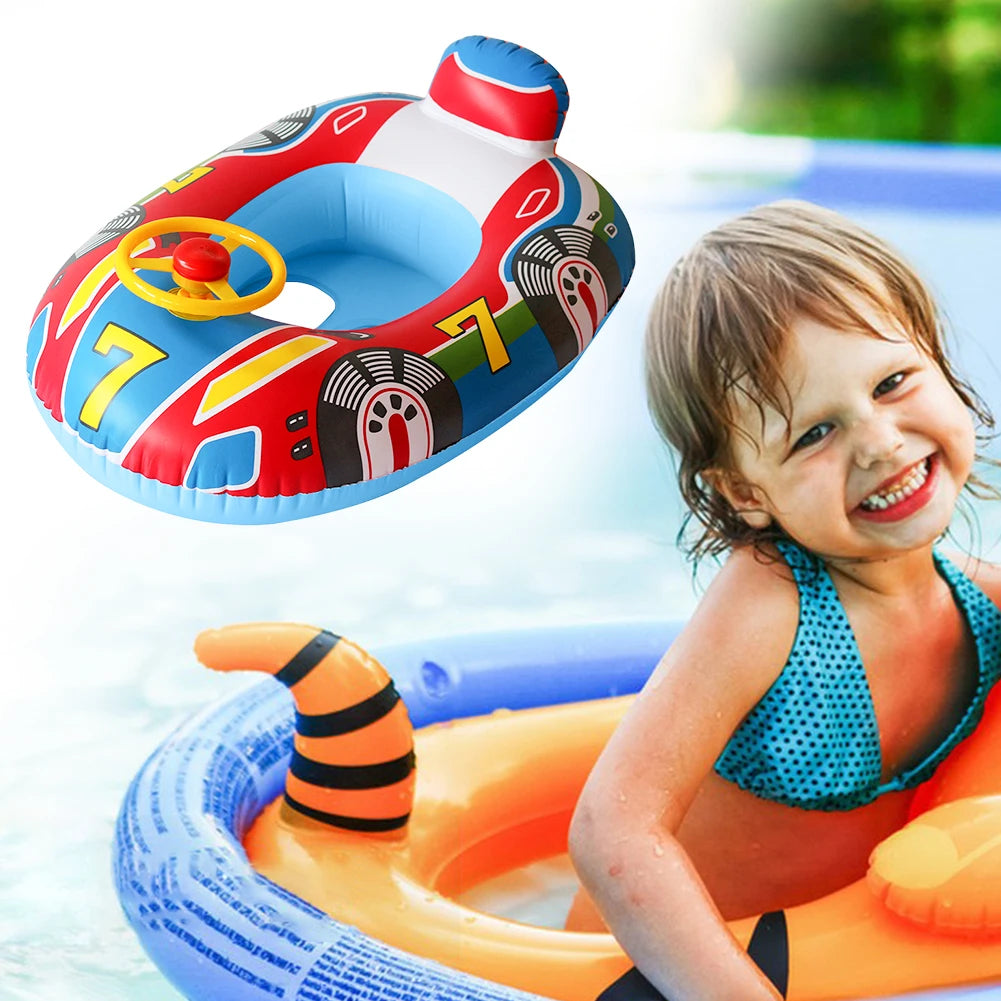Playful Water Fun | Inflatable Baby Swimming Ring with Dual Handles | Safe PVC Float for Kids Aged 1-5