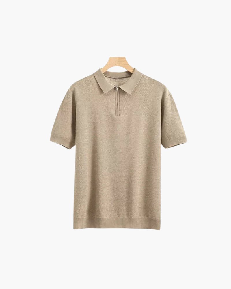Men’s Zip-Up Polo Shirt — Lightweight Mesh Panel Performance Athletic Casual Short Sleeve Top  Product Description: