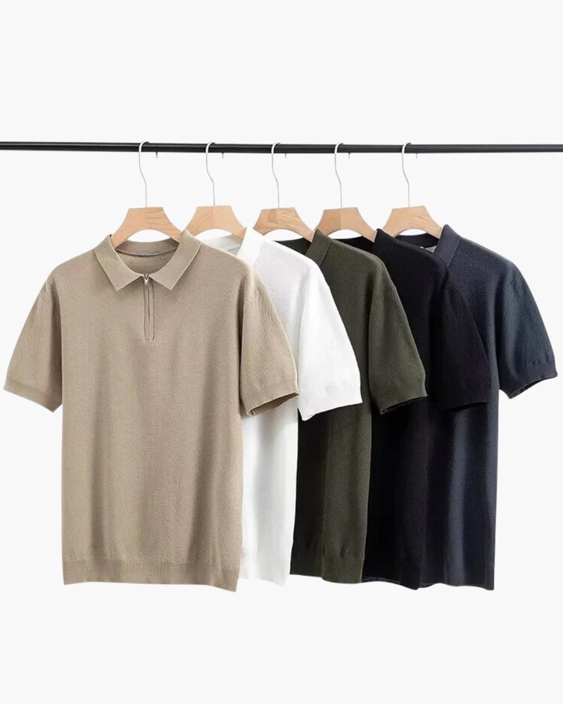Men’s Zip-Up Polo Shirt — Lightweight Mesh Panel Performance Athletic Casual Short Sleeve Top  Product Description: