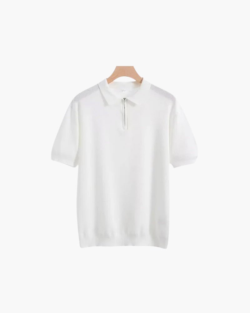 Men’s Zip-Up Polo Shirt — Lightweight Mesh Panel Performance Athletic Casual Short Sleeve Top  Product Description: