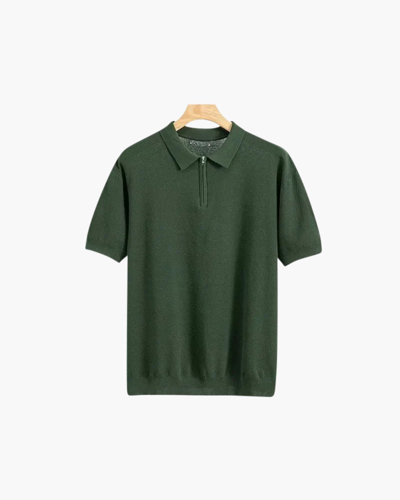 Men’s Zip-Up Polo Shirt — Lightweight Mesh Panel Performance Athletic Casual Short Sleeve Top  Product Description: