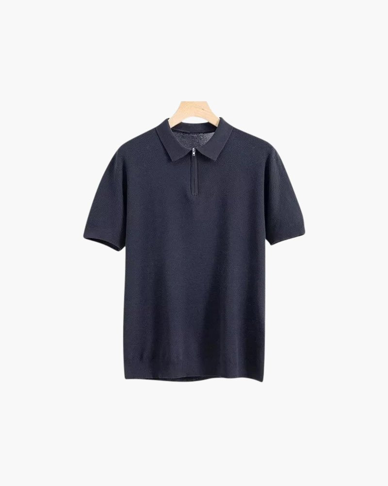 Men’s Zip-Up Polo Shirt — Lightweight Mesh Panel Performance Athletic Casual Short Sleeve Top  Product Description: