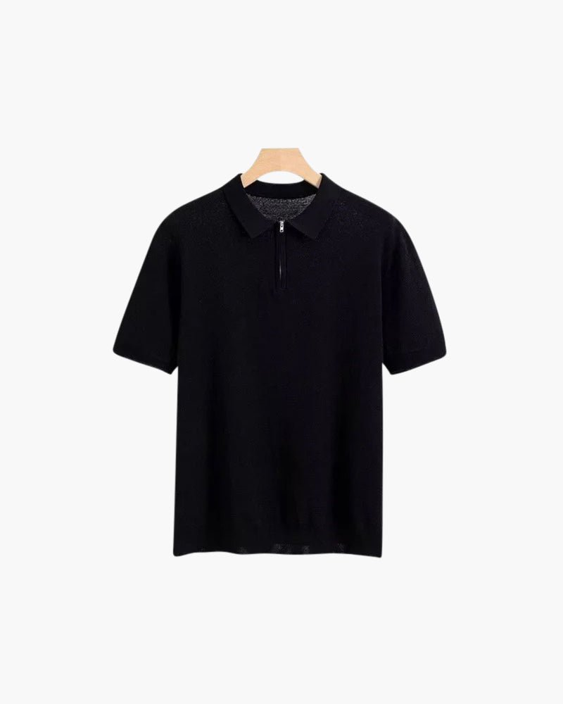 Men’s Zip-Up Polo Shirt — Lightweight Mesh Panel Performance Athletic Casual Short Sleeve Top  Product Description:
