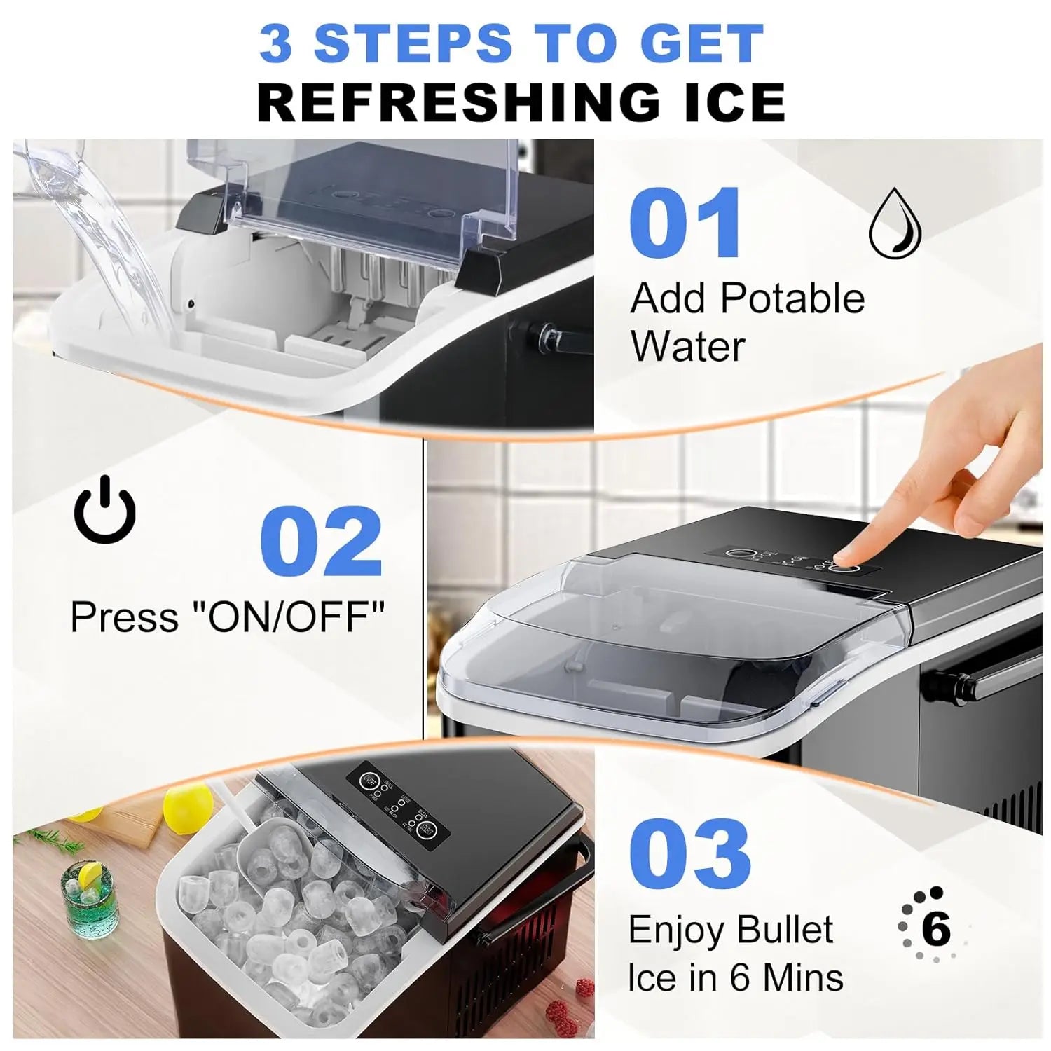 Portable Ice Maker Machine with Fast Ice Production & Auto-Clean Feature for Home, RV, and Camping