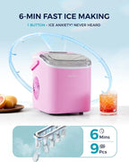 Portable Ice Maker | Countertop Ice Machine with Quick 6-Minute Cycle | Auto-Cleaning for Effortless Convenience