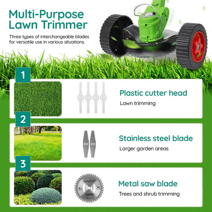 Cordless Battery Grass Trimmer with Rechargeable Power