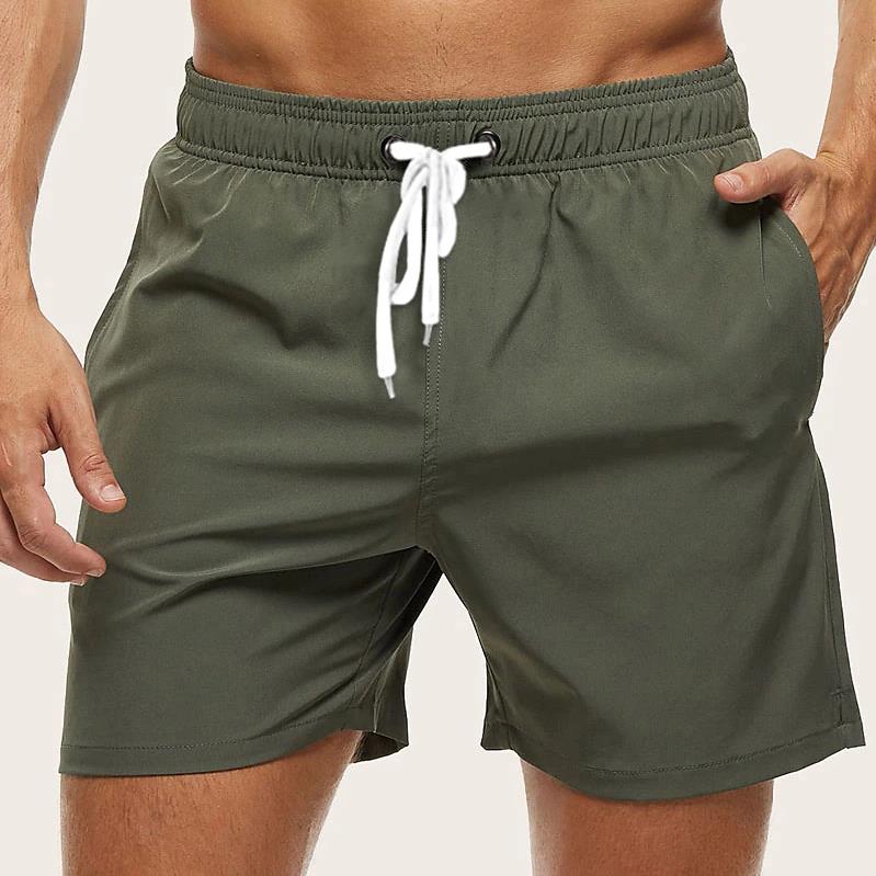 Men’s Quick-Dry Swim Trunks — Lightweight Beach Shorts Elastic Waist Drawstring Summer Swimwear