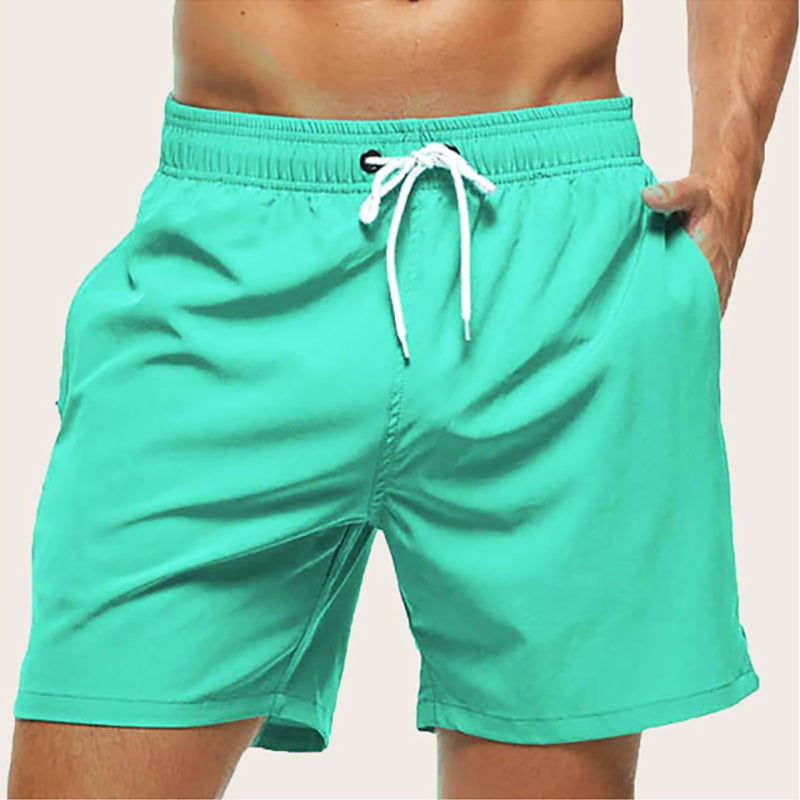 Men’s Quick-Dry Swim Trunks — Lightweight Beach Shorts Elastic Waist Drawstring Summer Swimwear