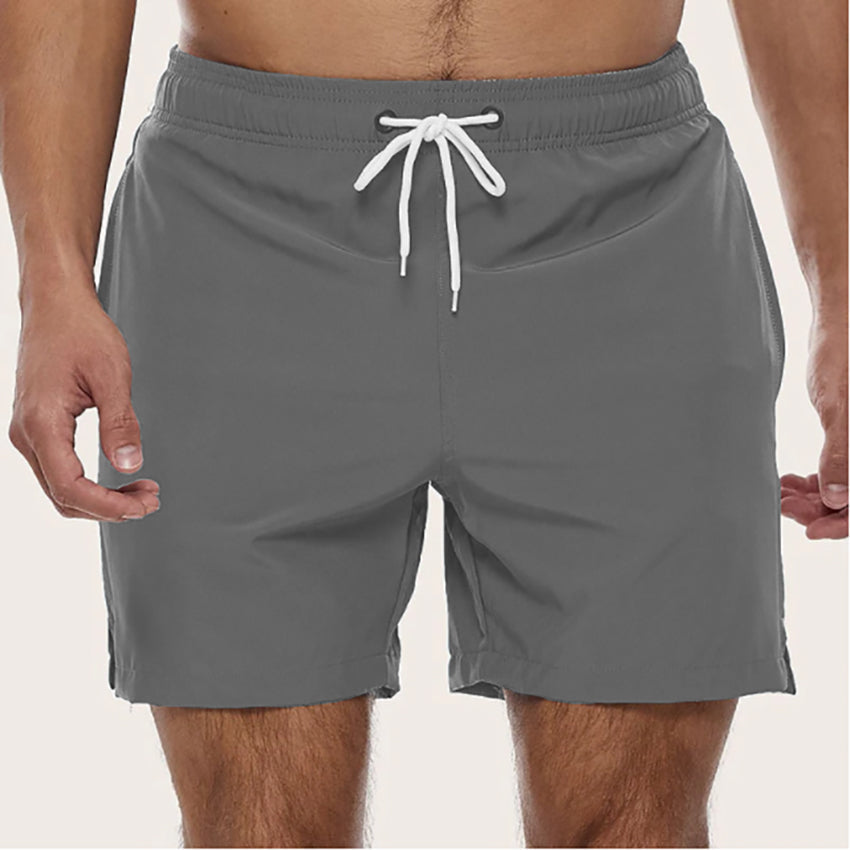 Men’s Quick-Dry Swim Trunks — Lightweight Beach Shorts Elastic Waist Drawstring Summer Swimwear