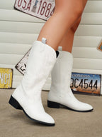 Women's Retro Mid-Calf Pointed Toe Cowboy Boots