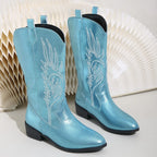 Women's Retro Mid-Calf Pointed Toe Cowboy Boots