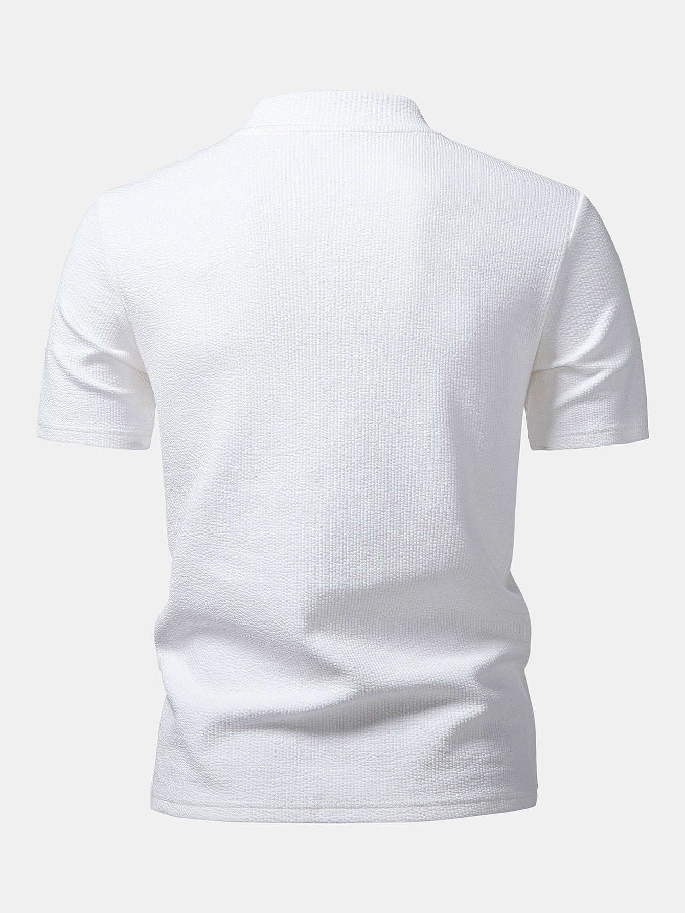 Men’s Textured Mock Neck T-Shirt – Slim Fit Short Sleeve Knit Casual Basic White Tee