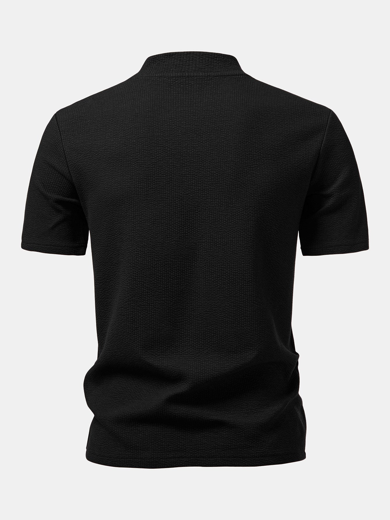 Men’s Textured Mock Neck T-Shirt – Slim Fit Short Sleeve Knit Casual Basic White Tee