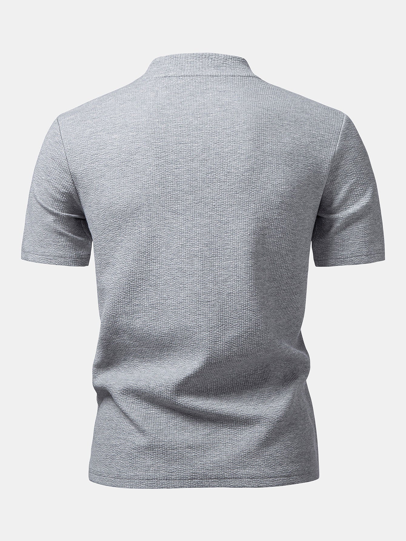 Men’s Textured Mock Neck T-Shirt – Slim Fit Short Sleeve Knit Casual Basic White Tee