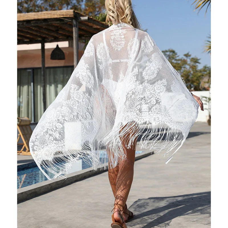 Women’s Ruffle Lace Swim Sarong – Lightweight Bikini Cover Up Wrap