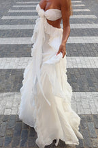 Santiago | White Maxi Dress with Halterneck & Cut-Out Design | Elegant Long Dress for Special Occasions
