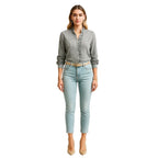 Women’s Ruffle Collar Cotton Blouse – Long Sleeve Bishop Sleeve Button Down Shirt for Office, Work & Elegant Everyday Wear
