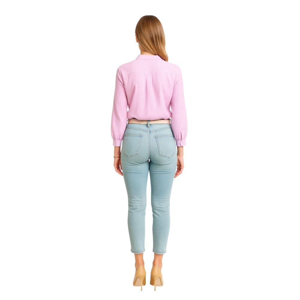 Women’s Ruffle Collar Cotton Blouse – Long Sleeve Bishop Sleeve Button Down Shirt for Office, Work & Elegant Everyday Wear