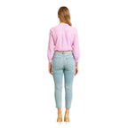 Women’s Ruffle Collar Cotton Blouse – Long Sleeve Bishop Sleeve Button Down Shirt for Office, Work & Elegant Everyday Wear