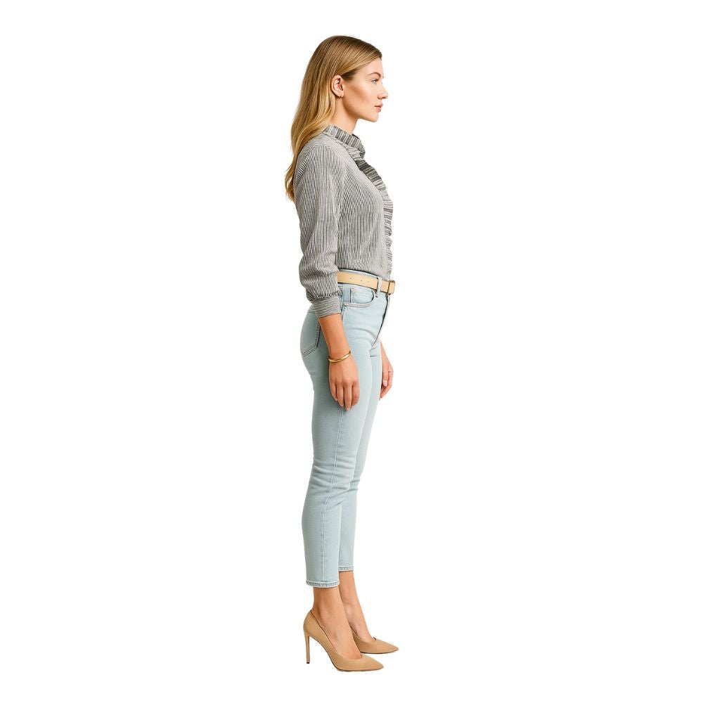 Women’s Ruffle Collar Cotton Blouse – Long Sleeve Bishop Sleeve Button Down Shirt for Office, Work & Elegant Everyday Wear