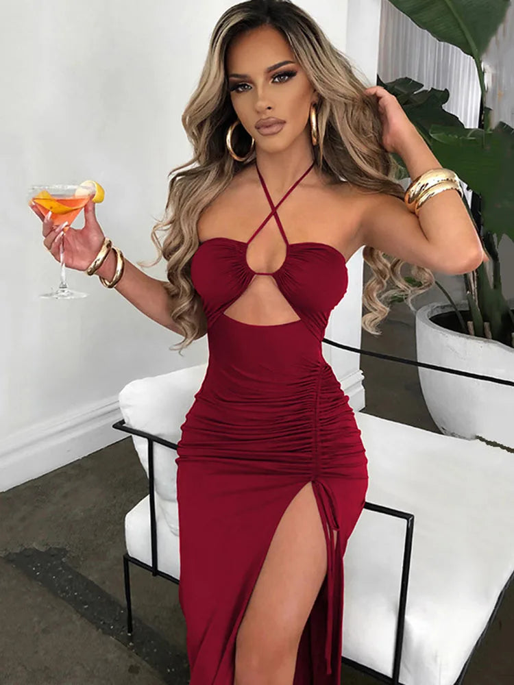 Sleeveless Backless Bodycon Midi Party Dress