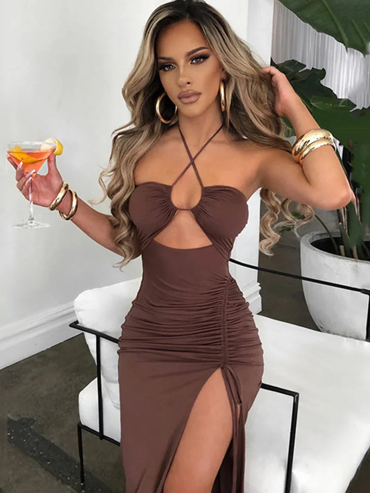 Sleeveless Backless Bodycon Midi Party Dress