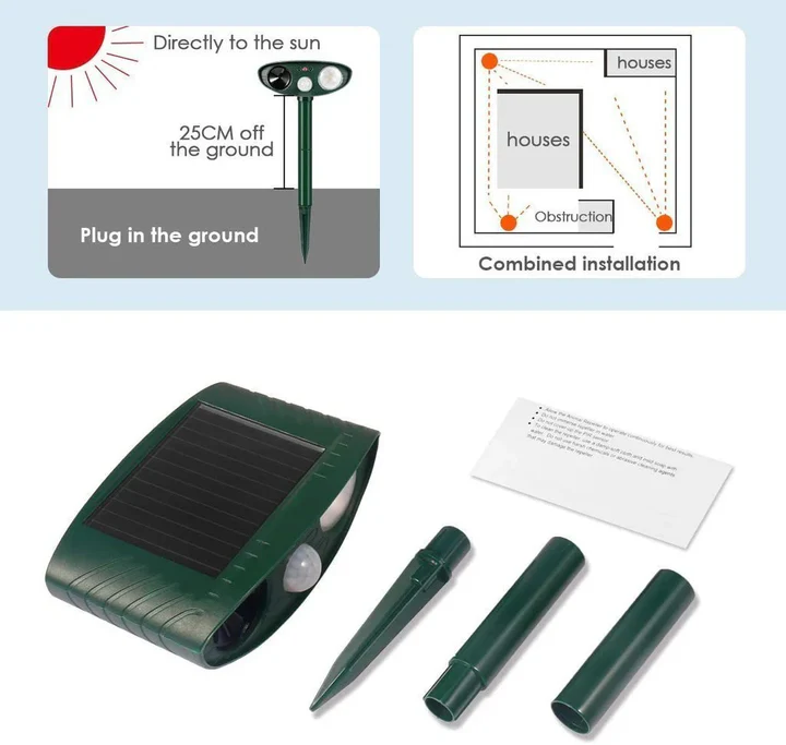 Solar Ultrasonic Chipmunk Repeller with Motion Sensor