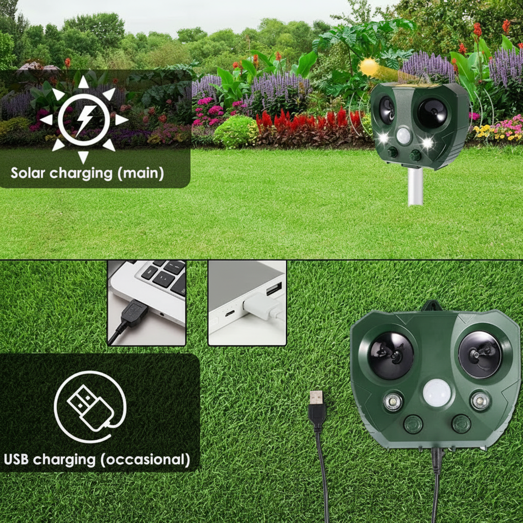 Solar Ultrasonic Bird Repeller for Gardens and Yards