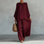 Women’s Linen Long Sleeve Top & Wide Leg Pants Set