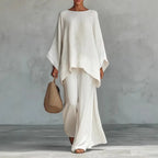 Women’s Linen Long Sleeve Top & Wide Leg Pants Set