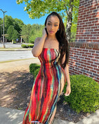 Colorful Tie Dye Off-Shoulder Summer Dress
