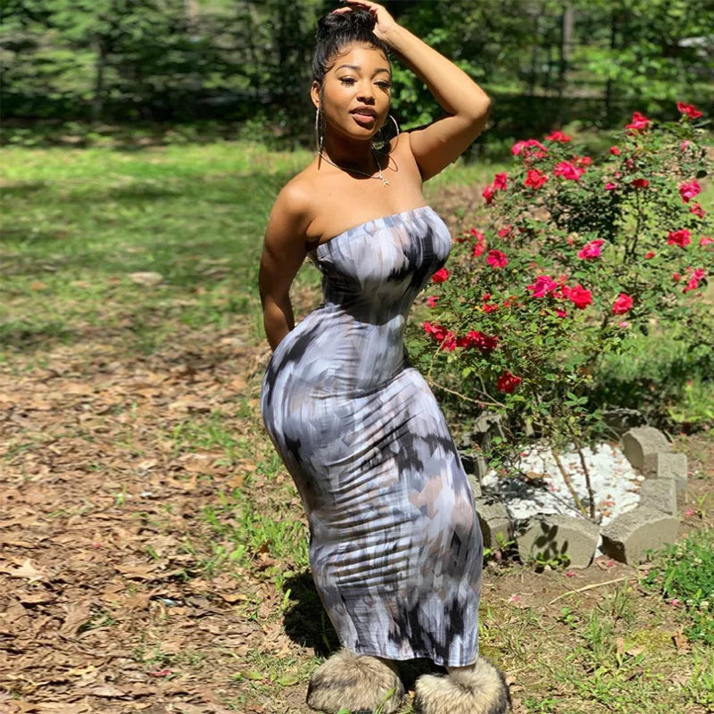 Colorful Tie Dye Off-Shoulder Summer Dress