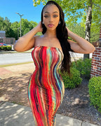 Colorful Tie Dye Off-Shoulder Summer Dress